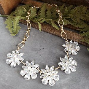 Avon Crystal Floral Statement Necklace